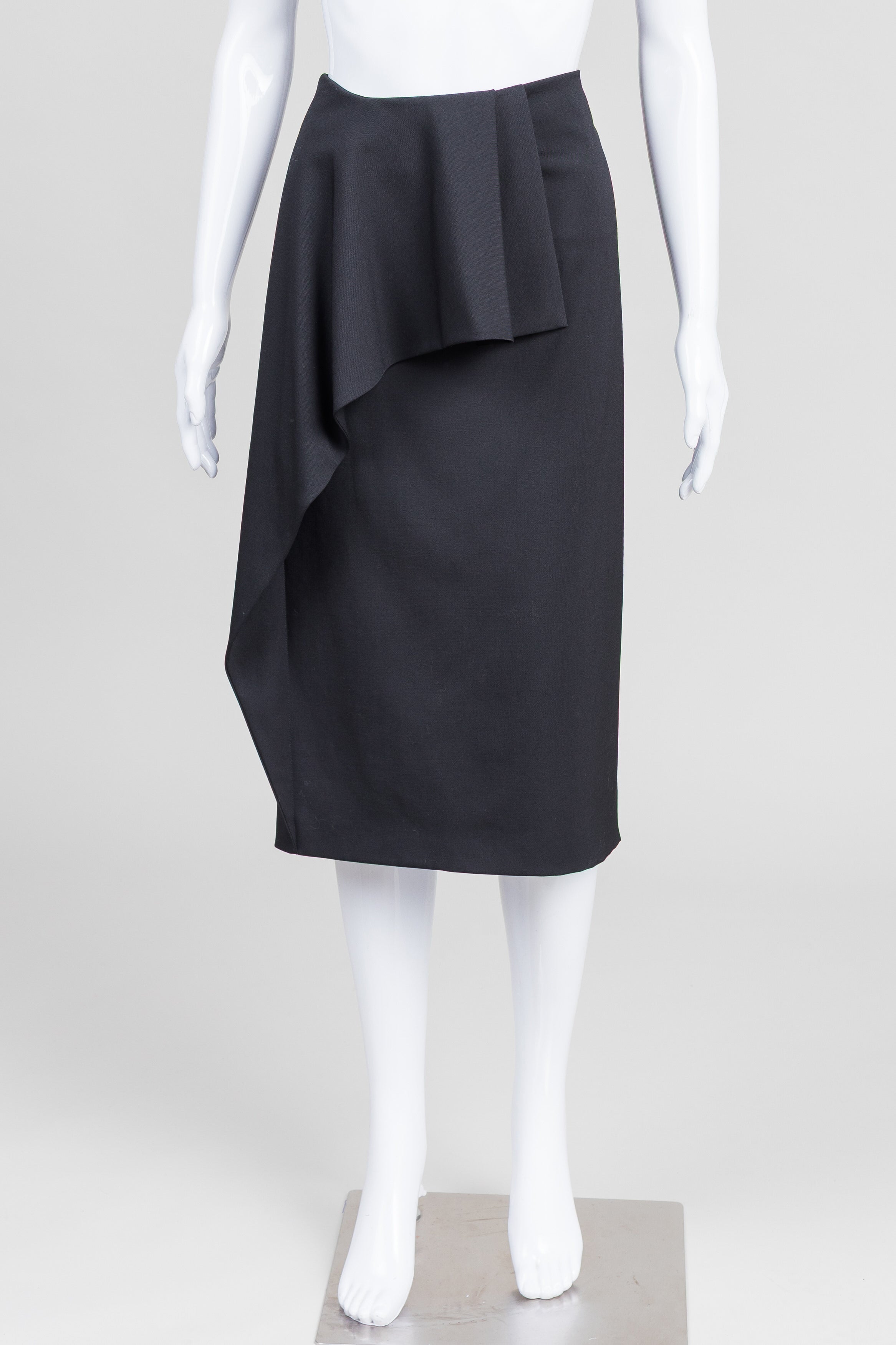 Max Mara Black Pencil Skirt w/ Side Ruffle (10)