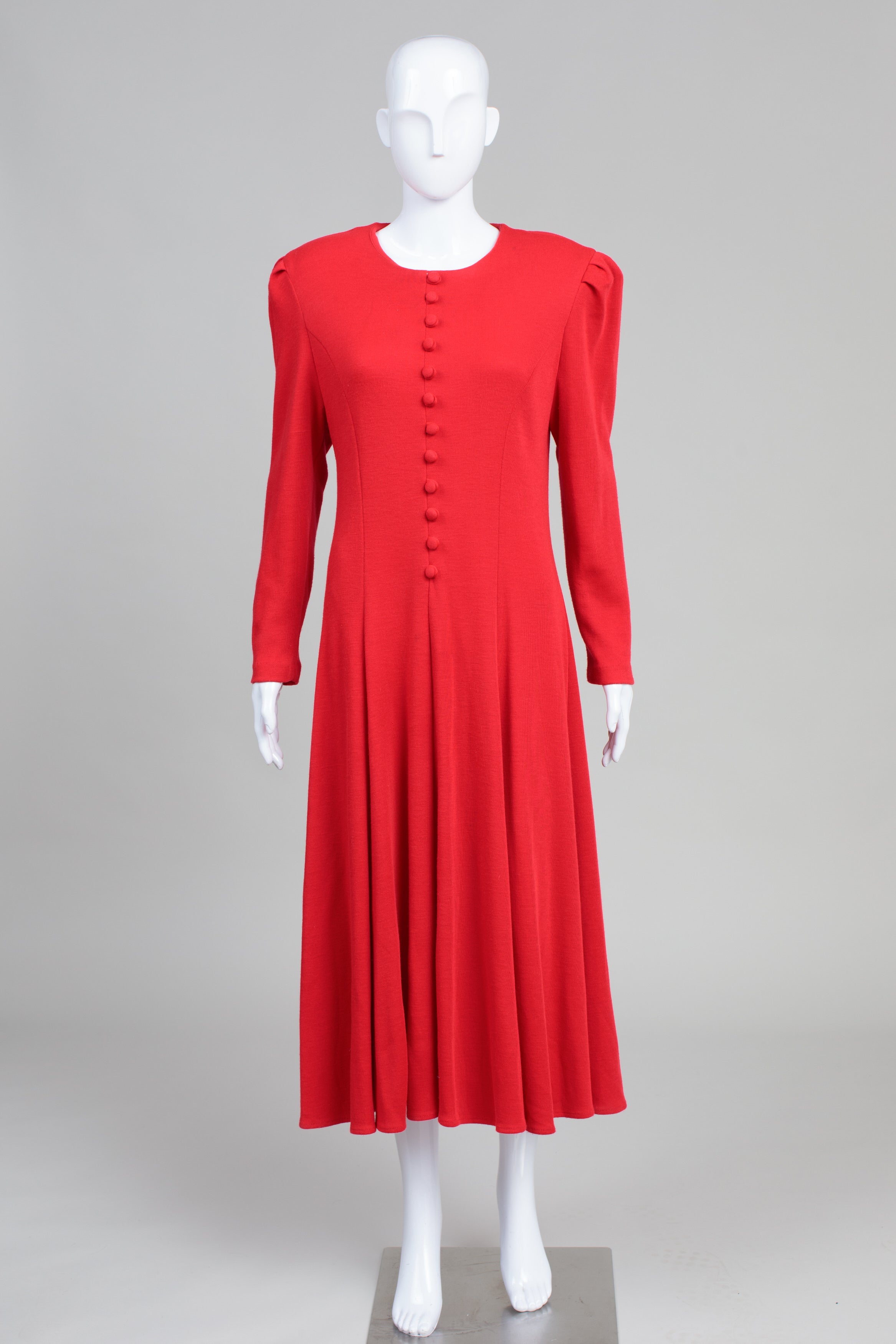Jessica Howard Vintage Red Jersey Dress w/ Covered Buttons (12)