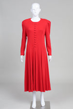 Load image into Gallery viewer, Jessica Howard Vintage Red Jersey Dress w/ Covered Buttons (12)
