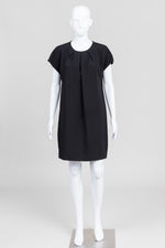 Load image into Gallery viewer, Kate Spade Black Cap Sleeve Dress w/ Pleated Neck (8)
