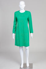 Load image into Gallery viewer, Leslie Fay Vintage Bright Green Long Sleeve Dress w/ Gold Studs (10)
