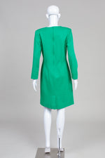 Load image into Gallery viewer, Leslie Fay Vintage Bright Green Long Sleeve Dress w/ Gold Studs (10)
