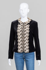 Load image into Gallery viewer, Precis Petite Vintage Black Velvet Jacket w/ Lace Trim (10)
