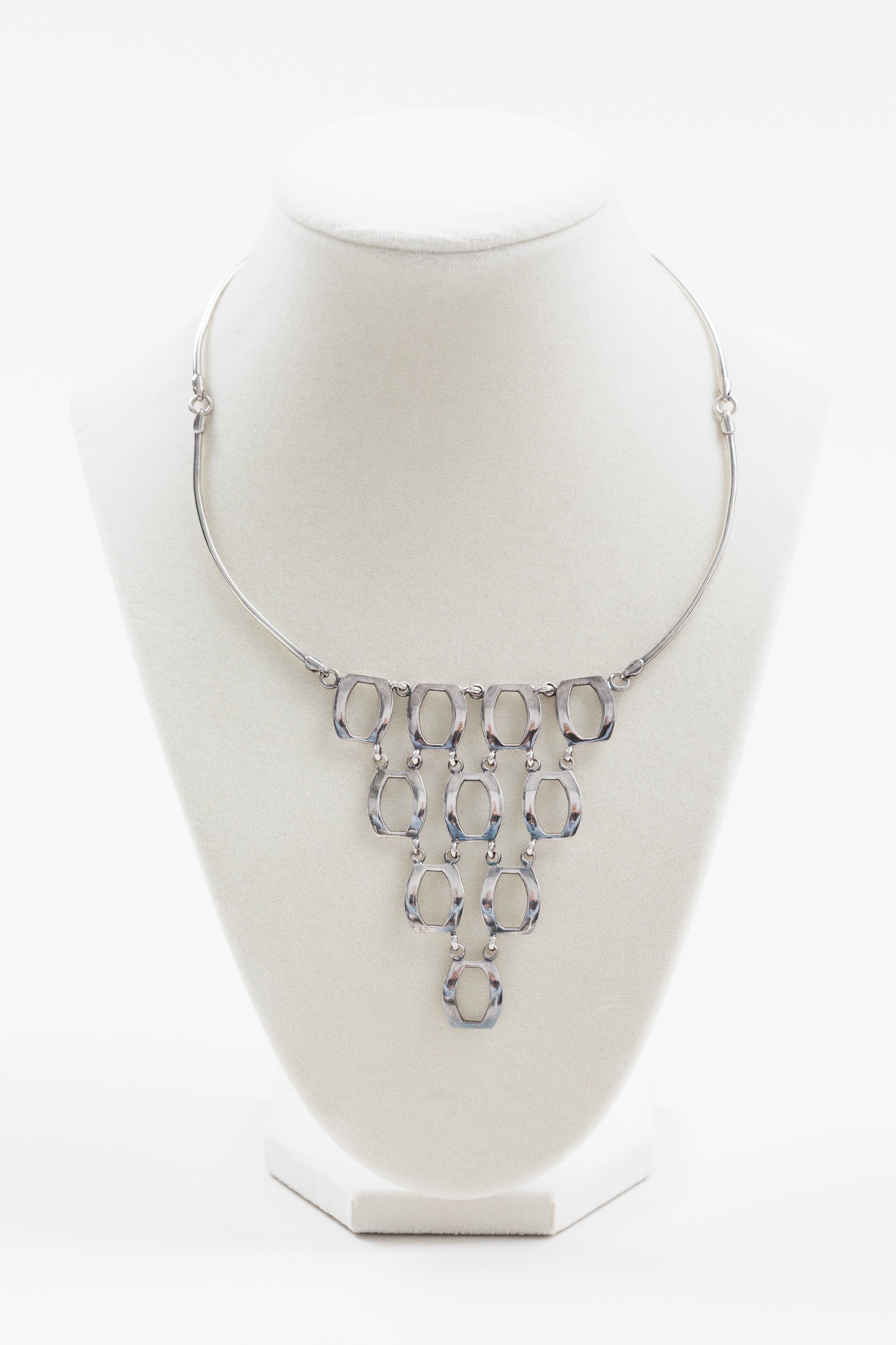 925 silver tiered front necklace