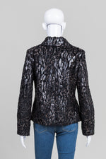 Load image into Gallery viewer, Erin Vintage Black Plush Tonal Animal Print Jacket (M)
