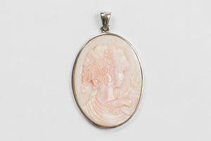 Light pink shell cameo in 925 silver