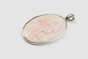 Light pink shell cameo in 925 silver