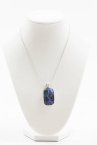 925 silver faceted blue stone pendant necklace