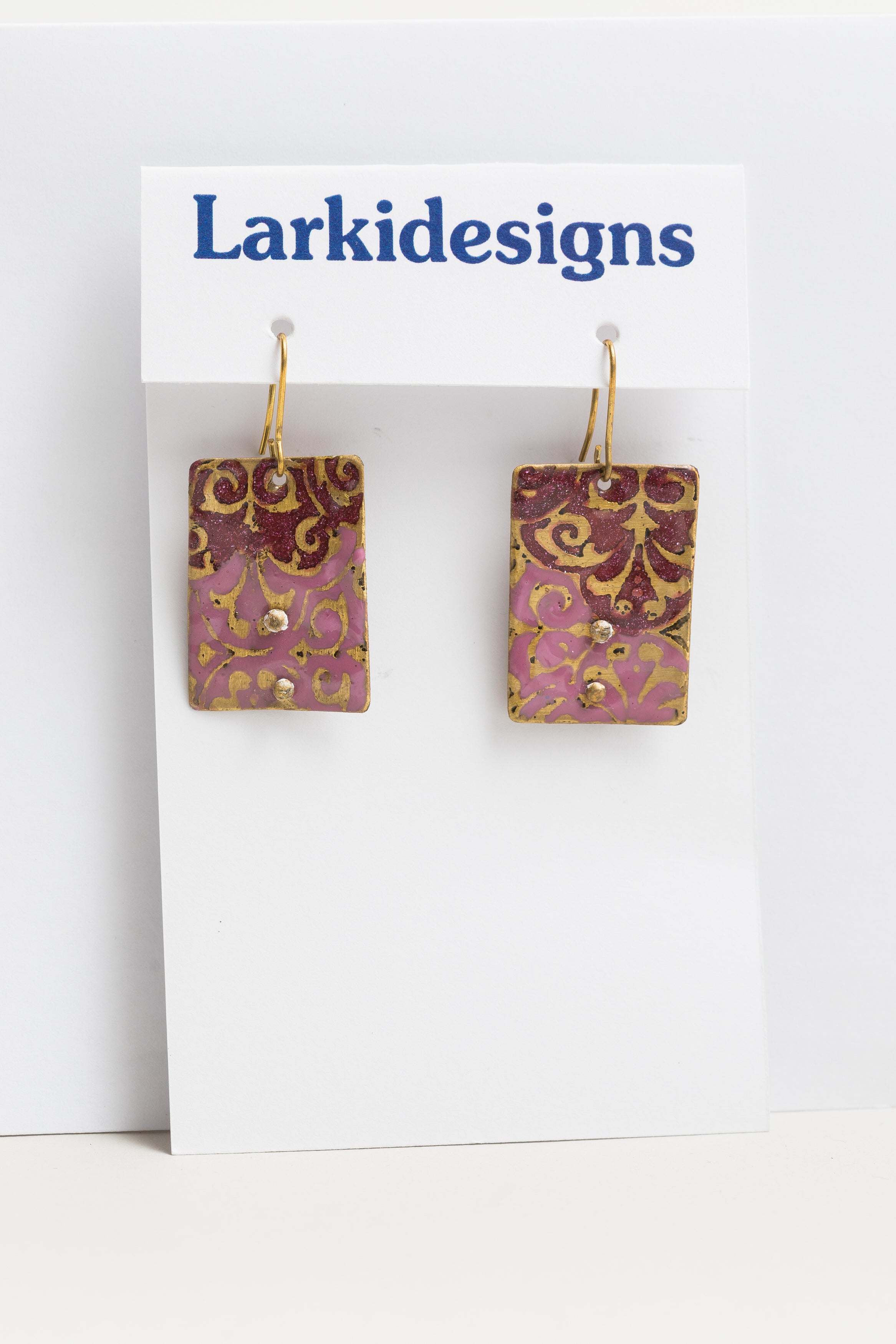 Larki Designs Dangling deep red earrings