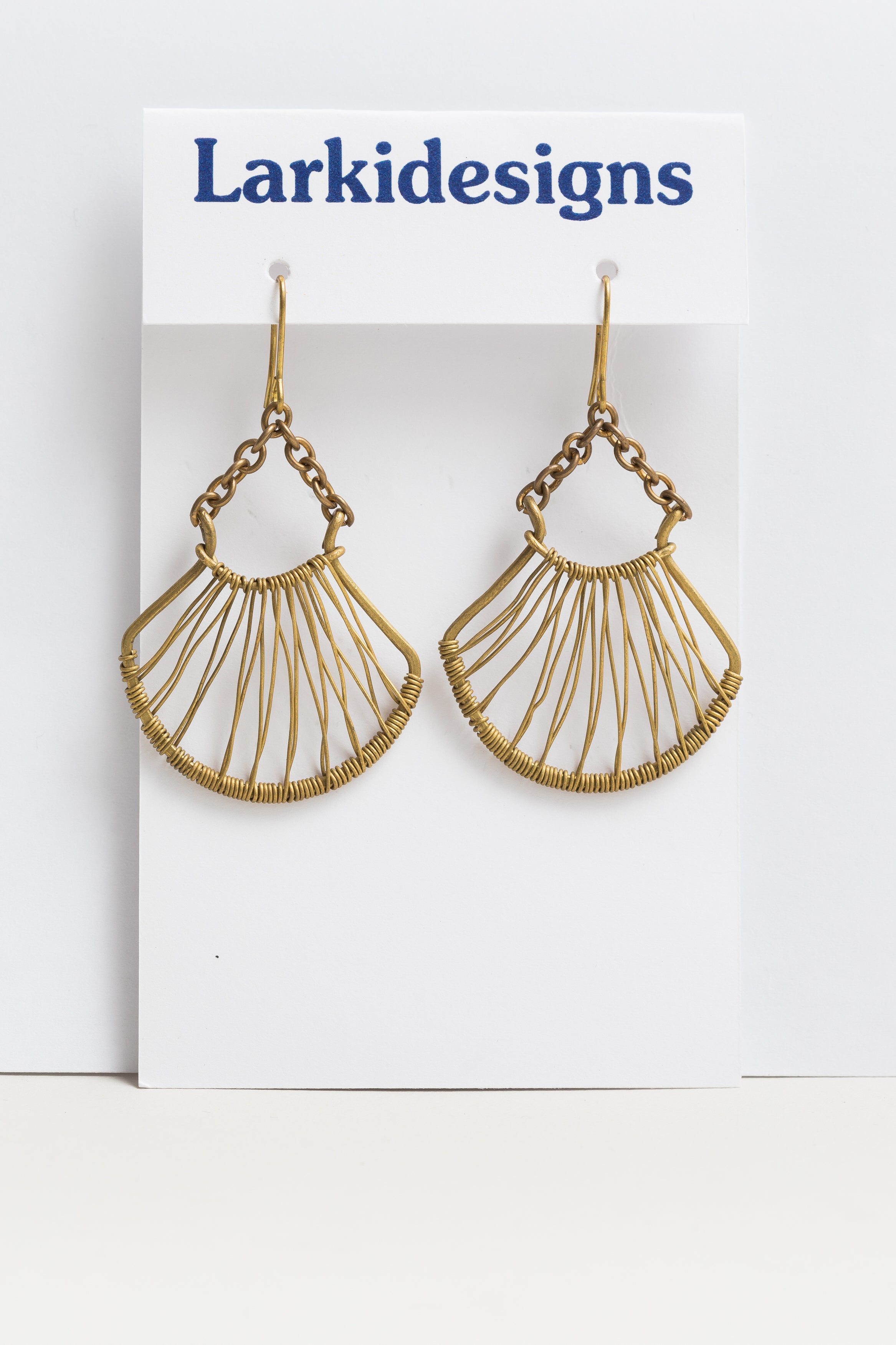 Larki Designs Brushed gold dangling earrings