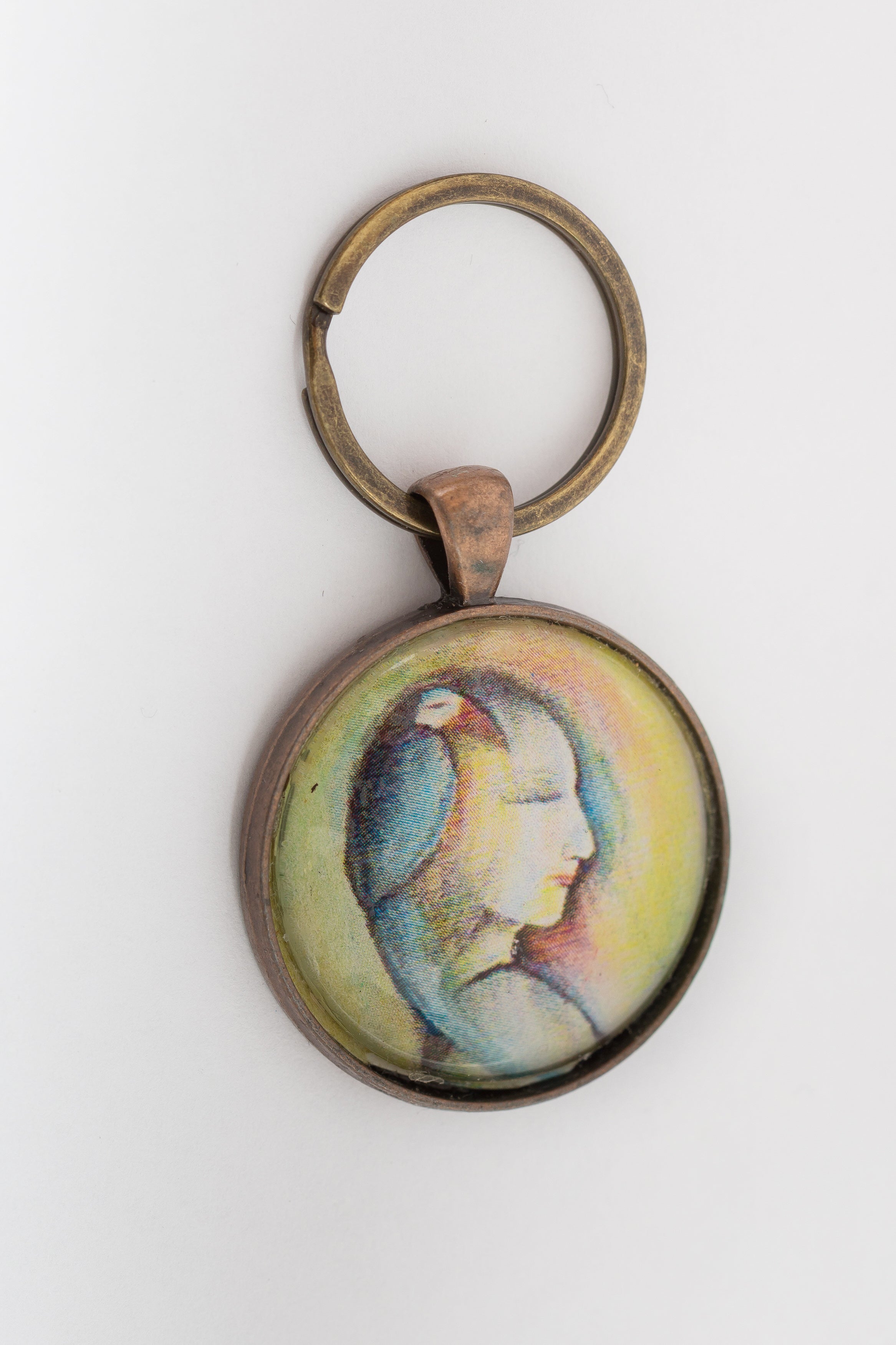 Mojgan Abolhassani Brushed gold keychain with art