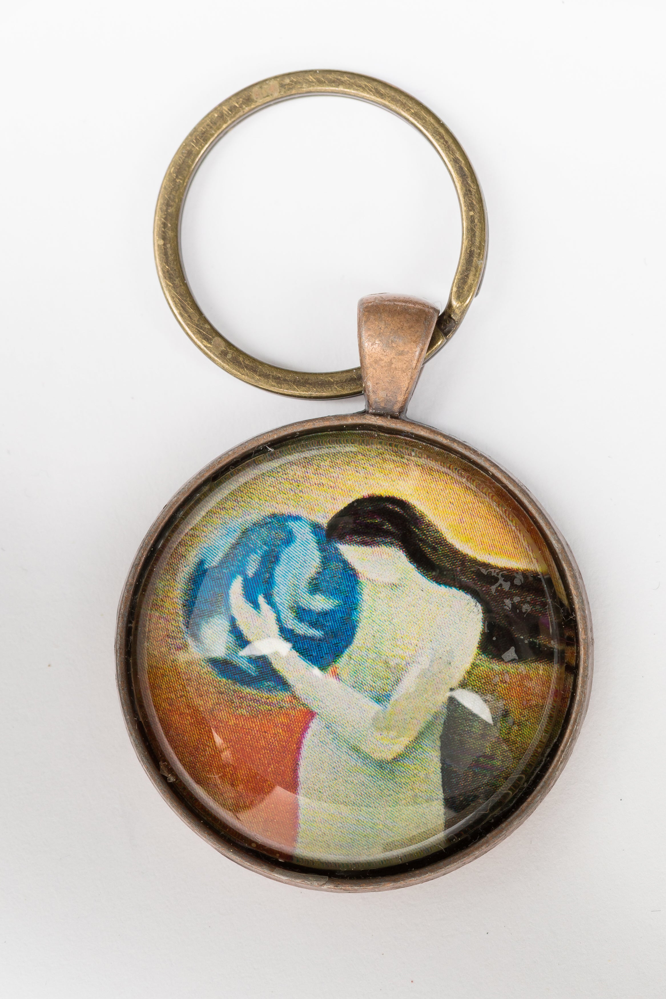 Mojgan Abolhassani Brushed gold keychain with art