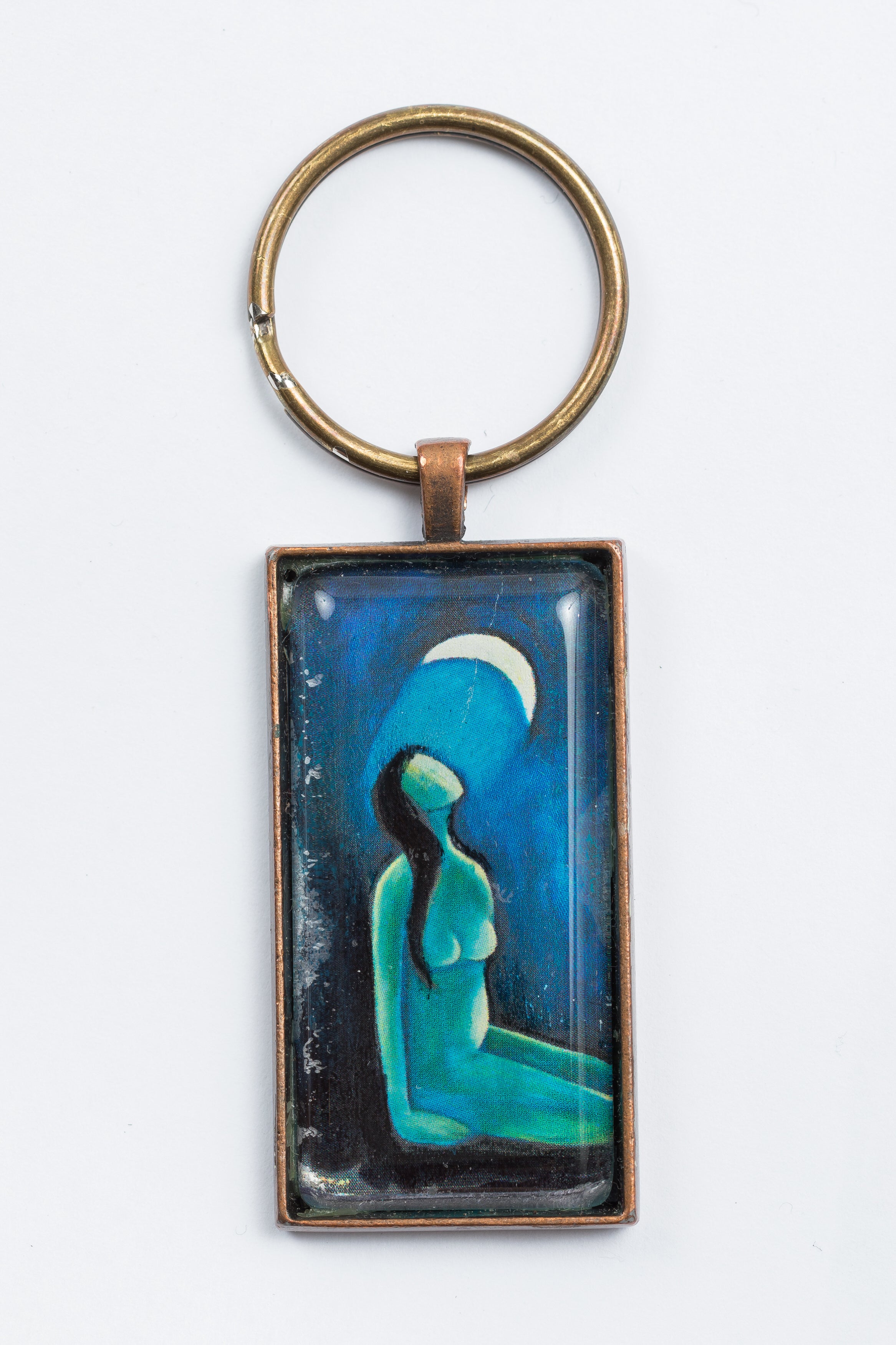 Mojgan Abolhassani Brushed gold keychain with art