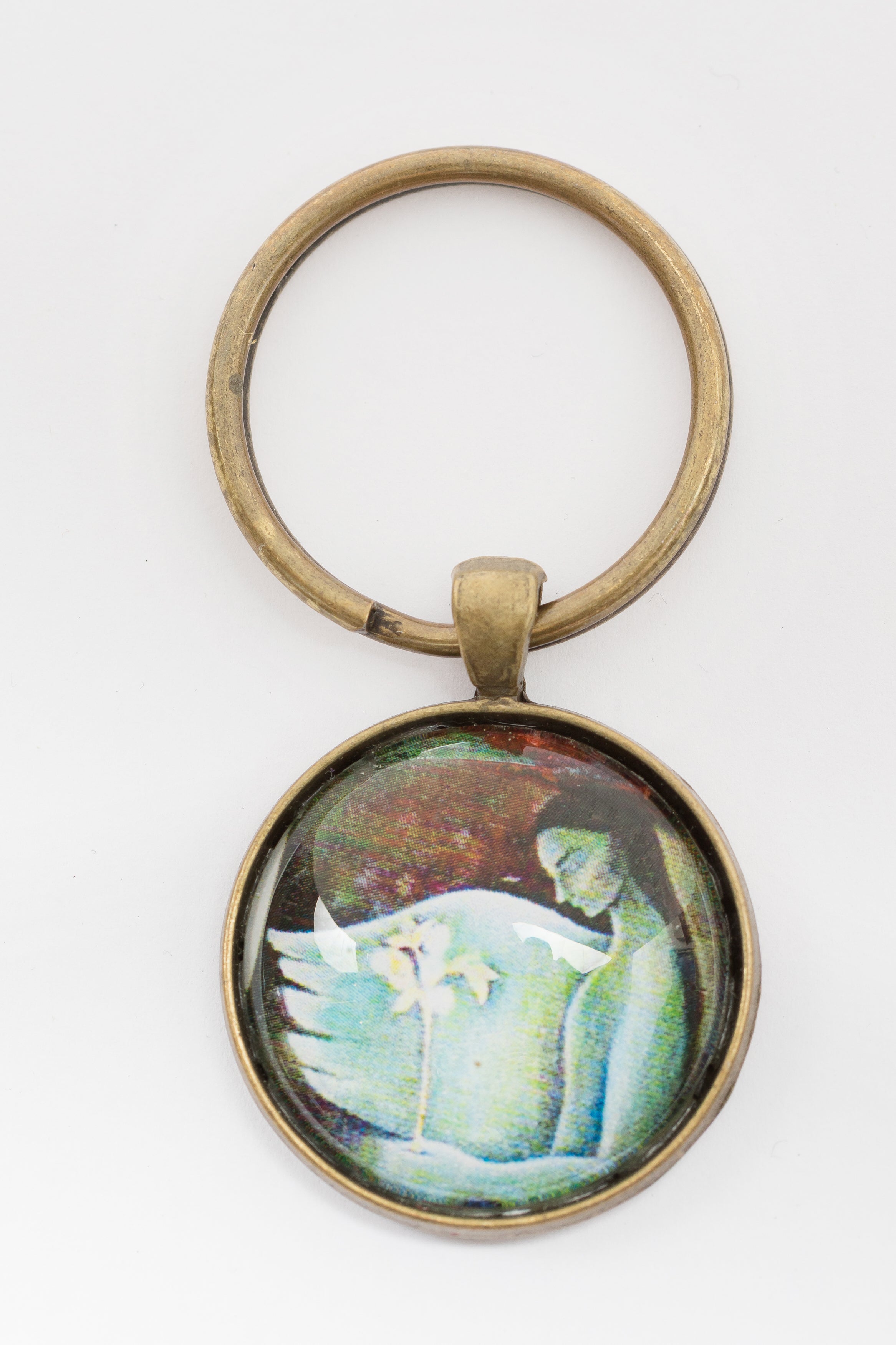 Mojgan Abolhassani Brushed gold keychain with art
