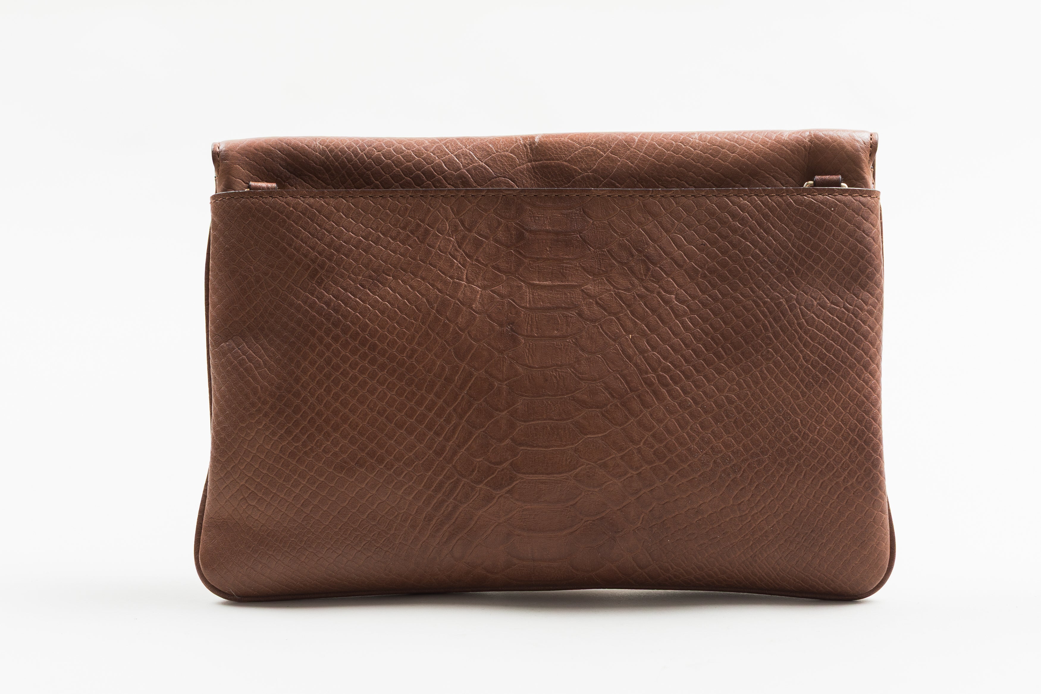 MICHAEL KORS brown leather flap handbag w/ chainlink shoulder strap.