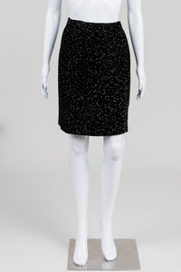 Valentino Night vintage black dot print velvet pencil skirt (10)
