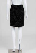 Load image into Gallery viewer, Valentino Night vintage black dot print velvet pencil skirt (10)
