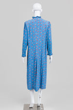 Load image into Gallery viewer, Belle France Vintage Blue/Red Leaf Print Dress (12)
