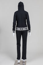 Load image into Gallery viewer, MCM Leisure Black Hooded Track Jacket w/ White Contrast (M)
