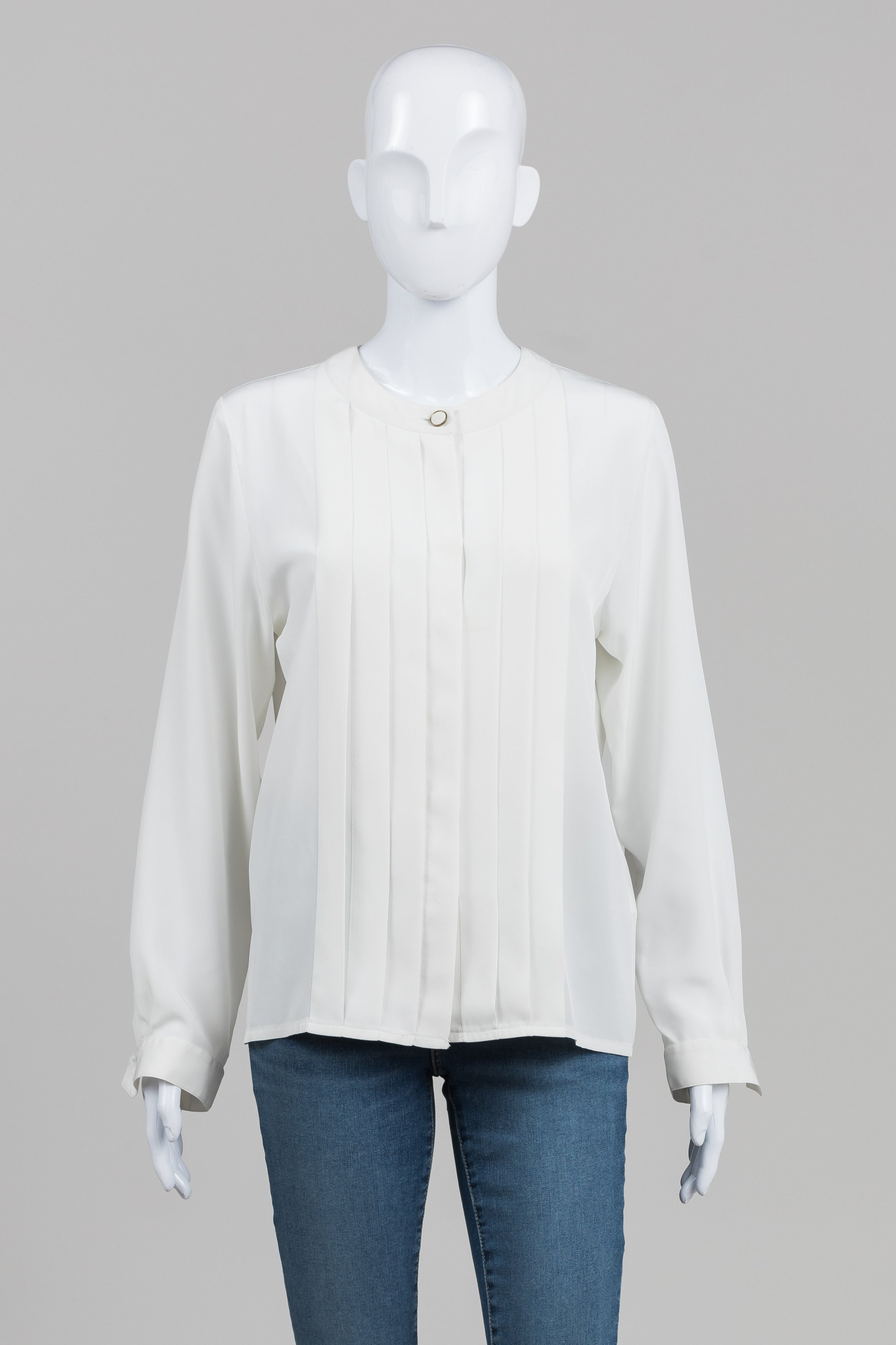 Gerard Pasquier Vintage Off White Pleated Front Blouse (38)