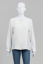 Load image into Gallery viewer, Gerard Pasquier Vintage Off White Pleated Front Blouse (38)

