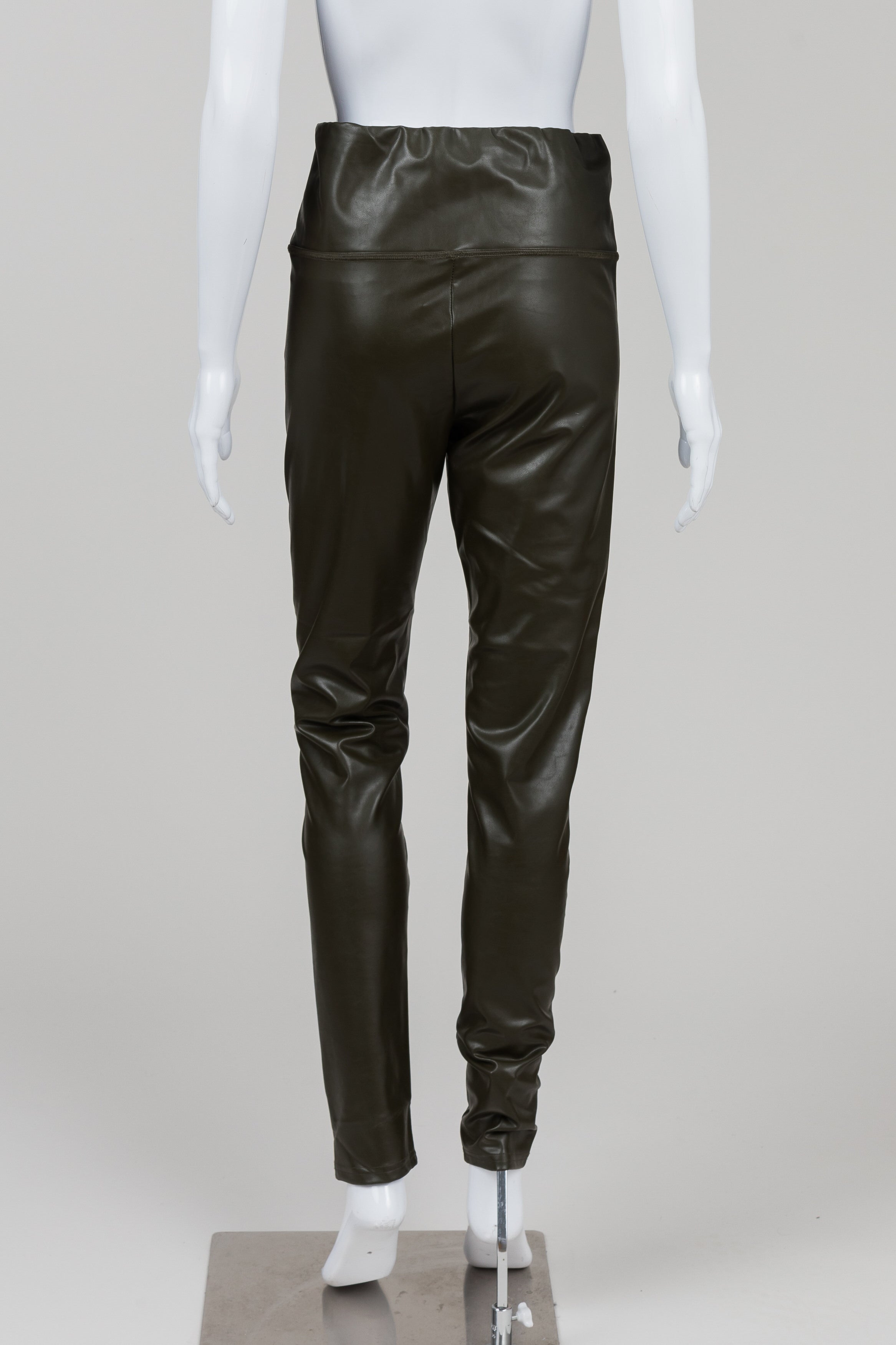 Saks Fifth Avenue Olive Faux Leather Skinny Pants (L)