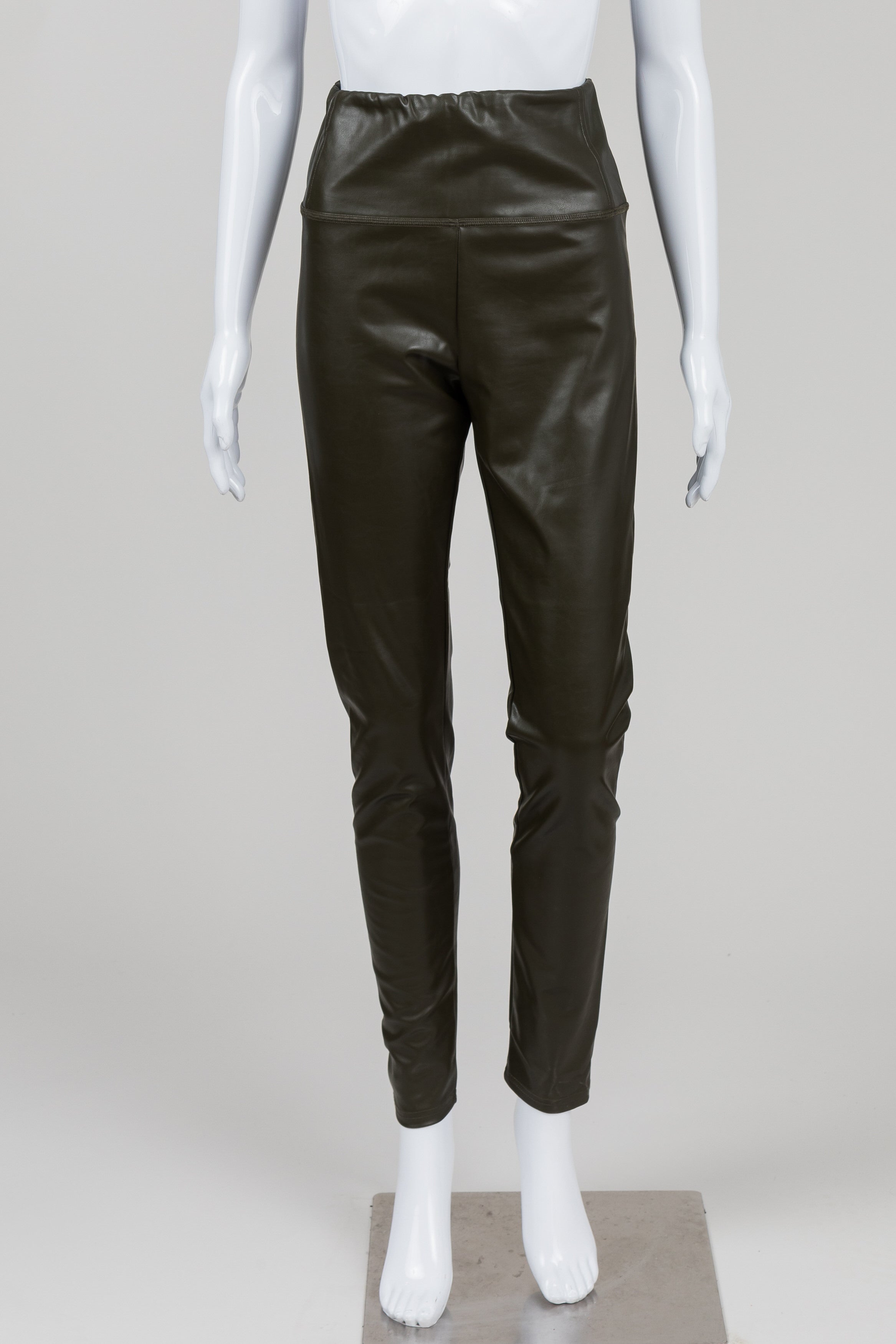 Saks Fifth Avenue Olive Faux Leather Skinny Pants (L)