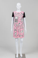 Load image into Gallery viewer, Moschino Pink/Black Print Short Sleeve Dress (6)
