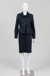 Bogato Vintage Navy Jacket & Sleeveless Collared Dress (2)