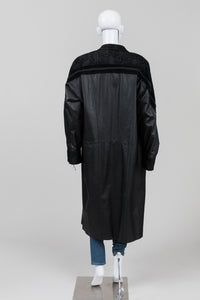 Pelle Studio Vintage Black Leather & Embossed Suede Coat (M)