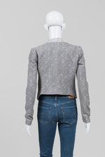 Load image into Gallery viewer, BCBG MaxAzria Grey Tweed Drape Front Jacket (XXS)
