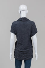 Load image into Gallery viewer, Hugo Boss Charcoal Ripple Weave Cap Sleeve Cowlneck Top (M)

