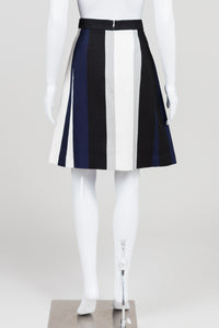 Judith & Charles Black/Navy/Grey/White Stripe A-Line Skirt (8)
