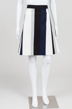 Load image into Gallery viewer, Judith &amp; Charles Black/Navy/Grey/White Stripe A-Line Skirt (8)
