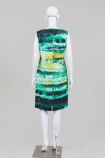 Load image into Gallery viewer, Lafayette 148 Black/Green /Gold Abstract Print Sheath Dress (6)

