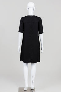 Jennifer Glasgow Black Short Sleeve Side Pleated Dress (XS)
