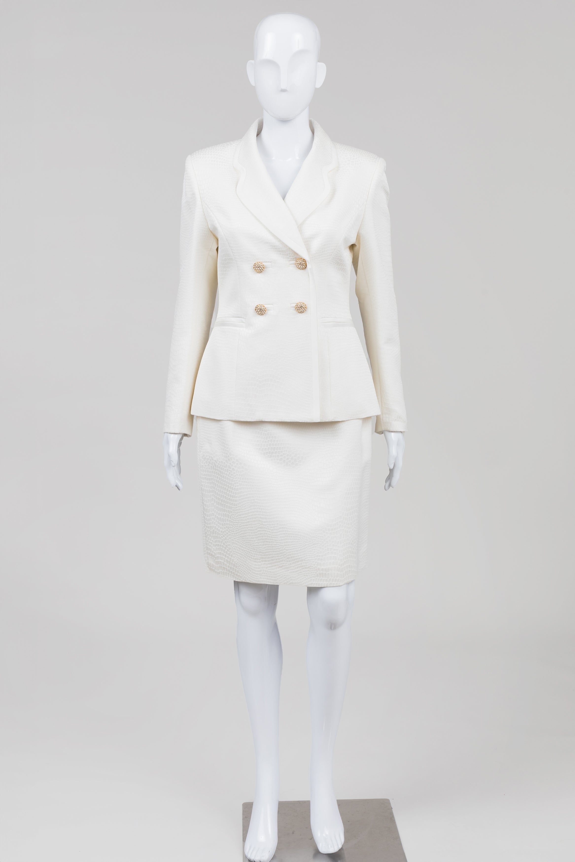 Albert Nipon Evening Vintage Ivory Skirt Suit (4)