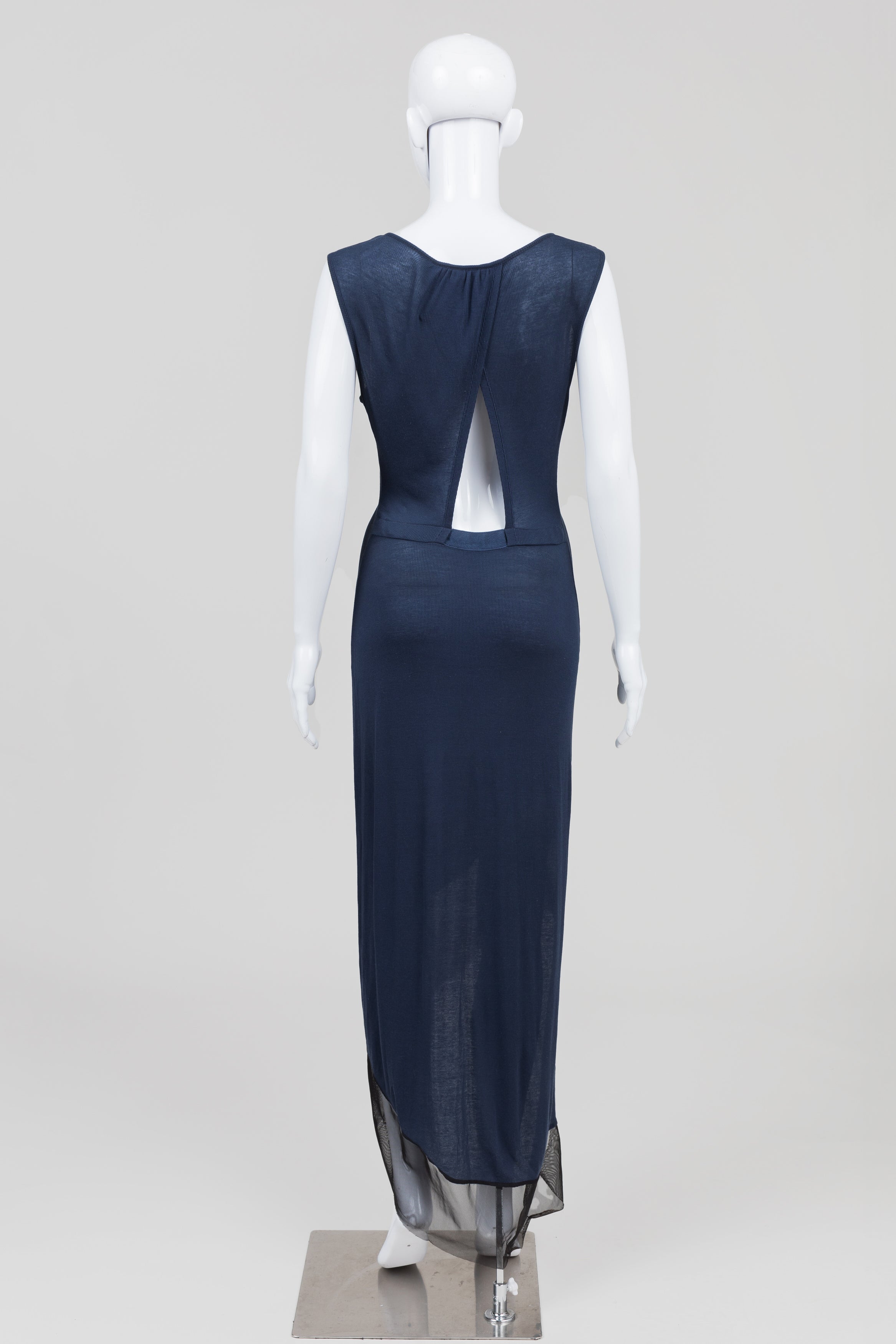 BCBG MaxAzria Blue Rib Knit Sleeveless Dress w/ Assymetrical Hem (XS)