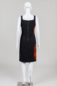 Simon Chang Vintage Black Side Floral Print Sleeveless Sheath Dress (8)