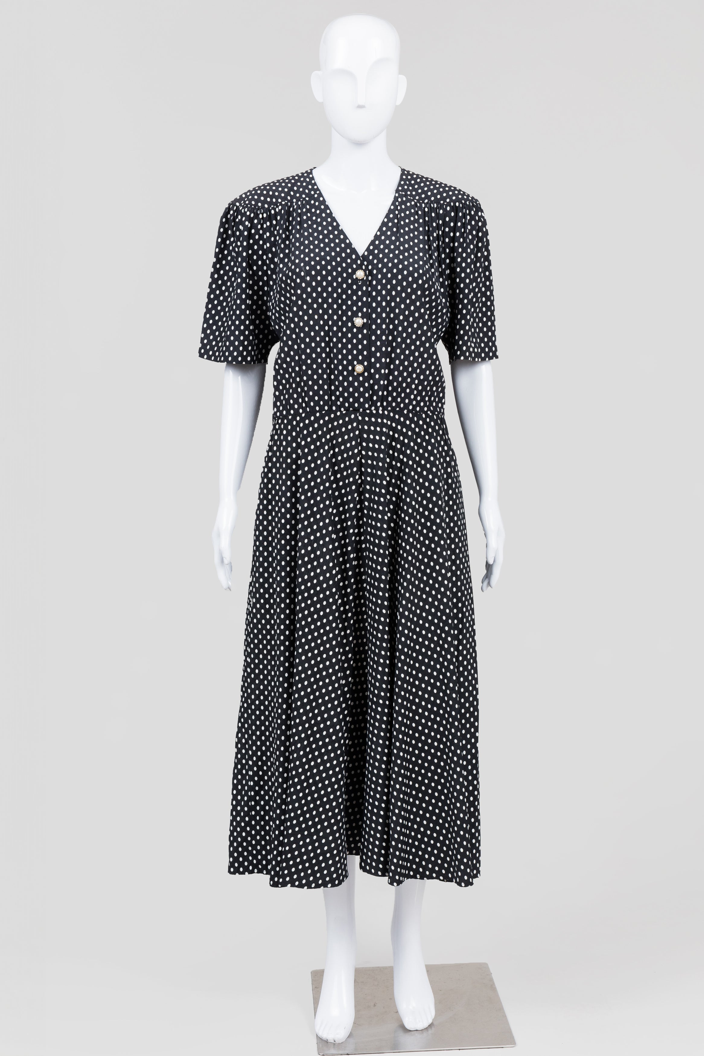 SL Fashions Navy Dot Vintage Fit & Flare Dress (12)