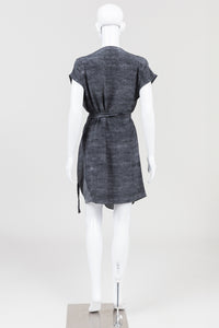 AllSaints Grey Print Cap Sleeve Draped Dress (4)