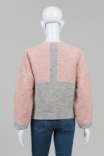 Load image into Gallery viewer, Derek Lam 10 Crosby Grey/Terracotta Tweed Colourblock Zip Jacket
