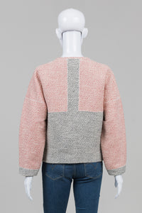 Derek Lam 10 Crosby Grey/Terracotta Tweed Colourblock Zip Jacket