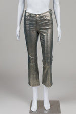 Load image into Gallery viewer, J Brand Pewter Metallic Look Stretch Leather Pants (25)

