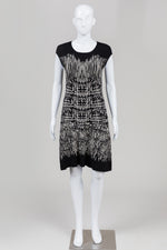 Load image into Gallery viewer, BCBG MaxAzria Black/Ivory Jacquard Knit Dress (S)
