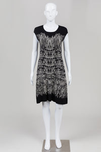 BCBG MaxAzria Black/Ivory Jacquard Knit Dress (S)