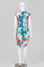 Load image into Gallery viewer, Bisou Bisou Teal/Navy/Coral Floral Print Sheath Dress (10)
