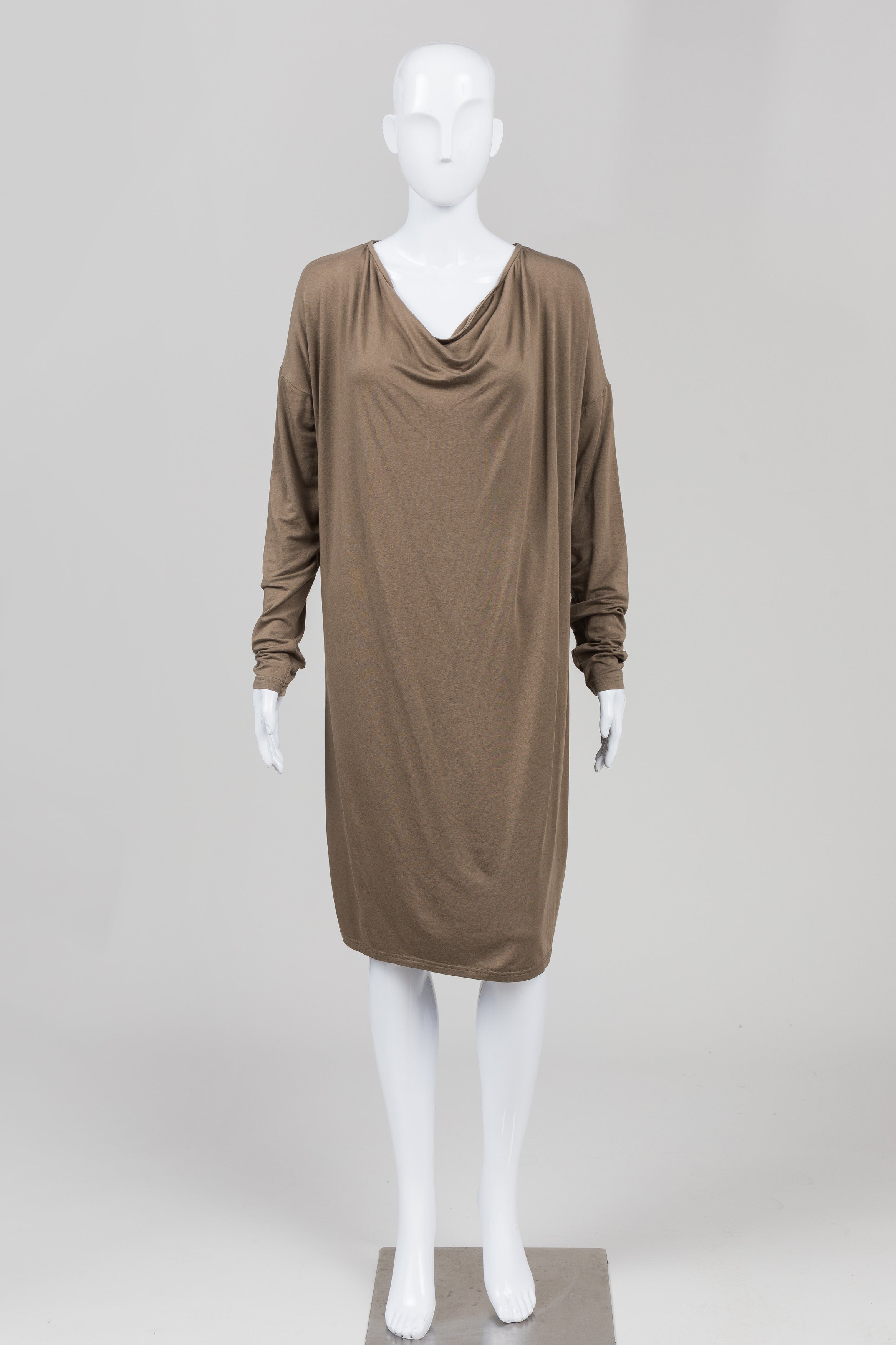 Nicole Bridger Light Olive Long Sleeve Cowlneck Dress (3)