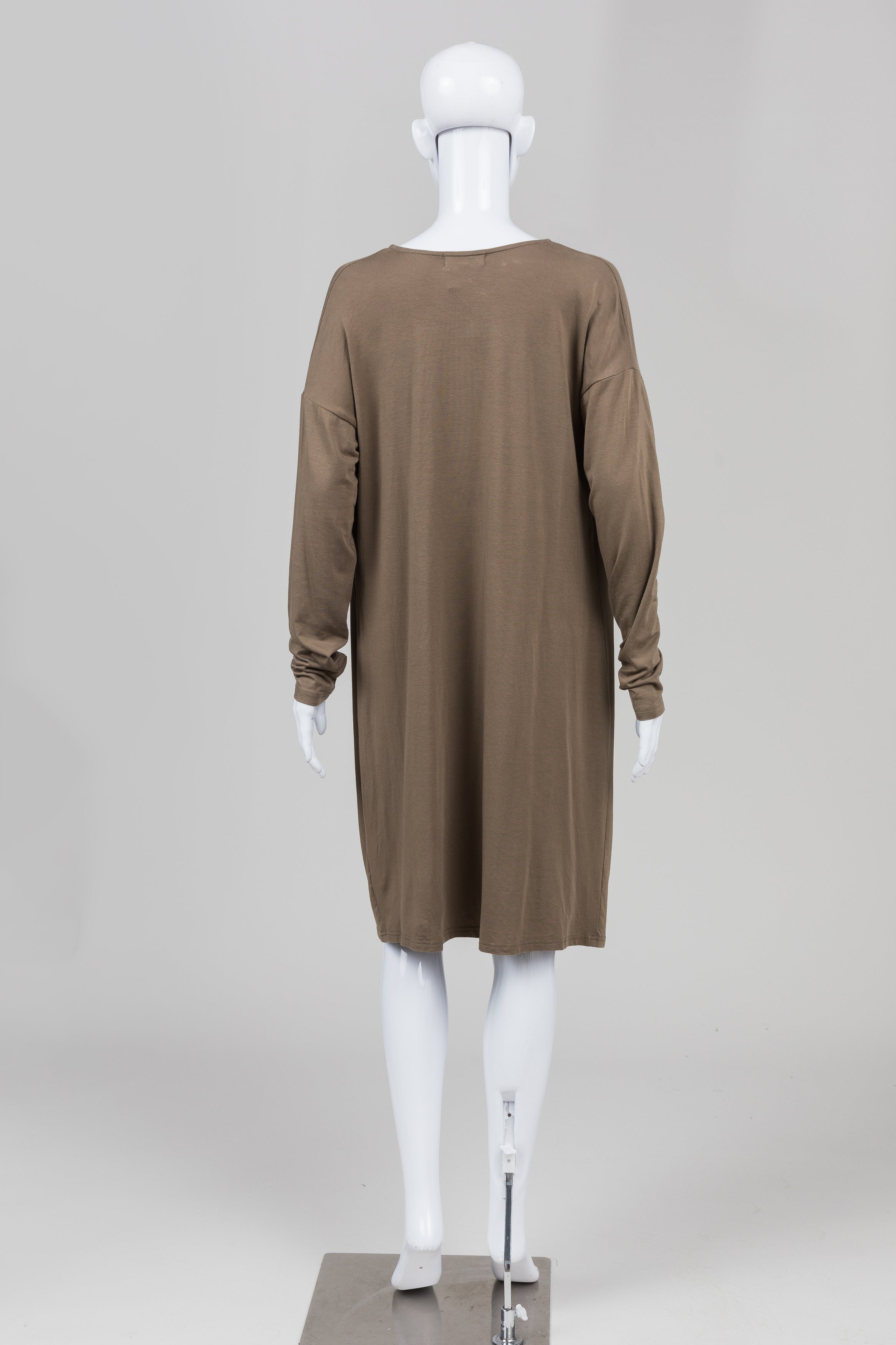 Nicole Bridger Light Olive Long Sleeve Cowlneck Dress (3)