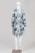 Load image into Gallery viewer, Milk Light Green/Grey Frame Print Shirred Dress
